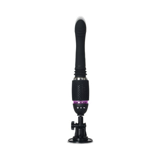 Evolved Thrust & Go Thrusting Vibrator With 2 Shafts and Suction Cup Base Black - Horny Stoner