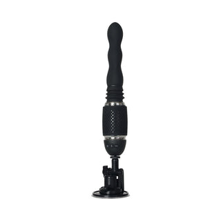 Evolved Thrust & Go Thrusting Vibrator With 2 Shafts and Suction Cup Base Black - Horny Stoner