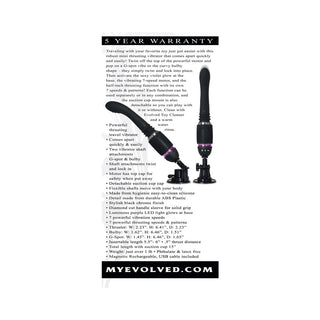 Evolved Thrust & Go Thrusting Vibrator With 2 Shafts and Suction Cup Base Black - Horny Stoner