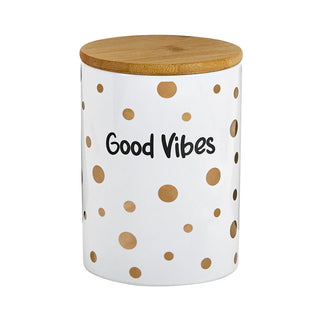 GOOD VIBES GOLD POLKA DOTS DELUXE CANISTER STASH JAR