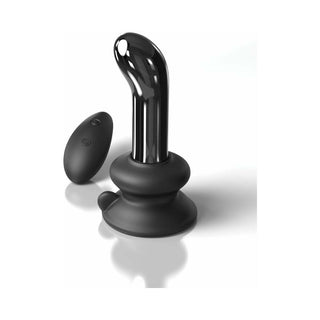 Icicles No. 84 Vibrating Curved Glass Massager With Suction Cup Black - Horny Stoner