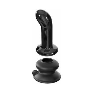 Icicles No. 84 Vibrating Curved Glass Massager With Suction Cup Black - Horny Stoner