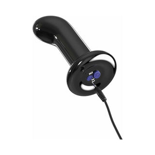 Icicles No. 84 Vibrating Curved Glass Massager With Suction Cup Black - Horny Stoner
