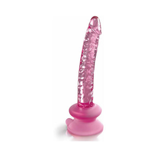 Icicles No. 86 Realistic 7 in. Glass Dildo With Suction Cup Pink - Horny Stoner