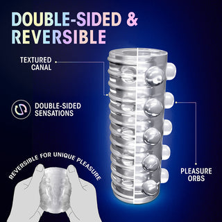 M for Men Soft + Wet Reversible Orb Glow in the Dark Self-Lubricating Stroker Frosted - Horny Stoner