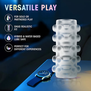 M for Men Soft + Wet Reversible Orb Glow in the Dark Self-Lubricating Stroker Frosted - Horny Stoner