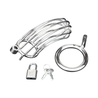 Blue Line Prisoner Cock Cage Silver With Customizable Fit