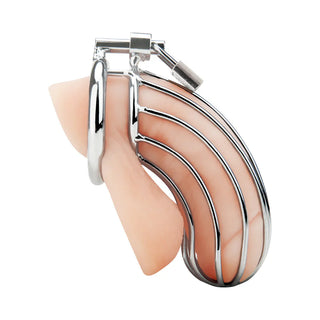 Blue Line Prisoner Cock Cage Silver With Customizable Fit