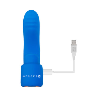 Gender X Flick It Rechargeable Flicking Dual Stimulation Silicone Finger Vibrator Blue - Horny Stoner