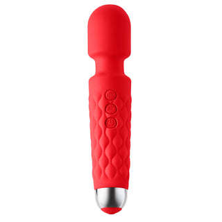 Luv Inc Lw96 Large Wand Rechargeable Flexible Silicone Vibrator Red - Horny Stoner