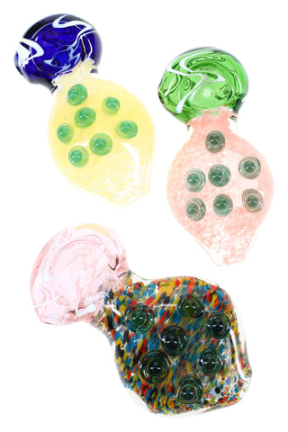 Colorful Frit Wide-Mouth Spoon Pipe “Polka Dot Paddle” – 4½″ – Assorted Colors