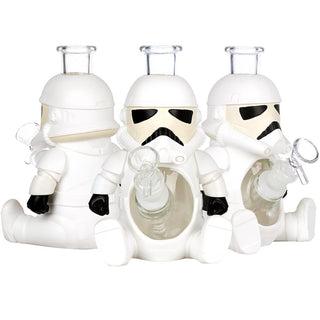 Smoke Trooper Glass & Vinyl Water Pipe - 3CT BUNDLE - 7" / 14mm F