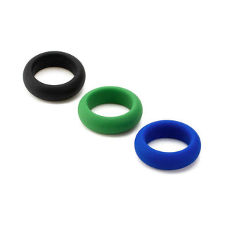 Je Joue Silicone Cock Ring 3-Piece Set Black/Green/Blue - Horny Stoner