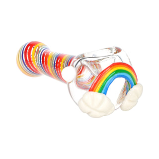 Rainbow Cloud Glass Spoon Pipe - 4.25" - Horny Stoner