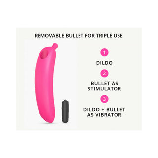 Love to Love Oh Oui Silicone Banana Vibrator Pink - Horny Stoner