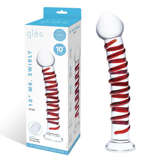 Glas 10 in. Mr. Swirly Glass Dildo - Horny Stoner