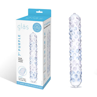 Glas 9 in. Purple Rose Nubby Glass Dildo - Horny Stoner