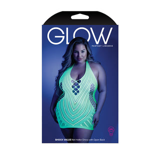 Fantasy Lingerie Glow Shock Value Net Halter Dress - Horny Stoner