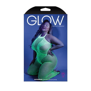 Fantasy Lingerie Glow Moonbeam Crotchless Bodystocking - Horny Stoner