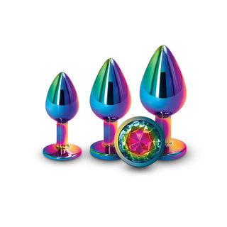 Rear Assets 3-Piece Metal Plug Kit Multicolor/Rainbow - Horny Stoner
