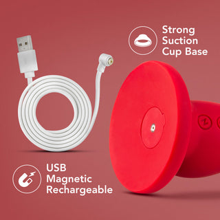 Impressions Las Vegas Rechargeable Silicone 8.25 in. Vibrating Dildo Crimson - Horny Stoner