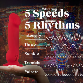 Impressions Las Vegas Rechargeable Silicone 8.25 in. Vibrating Dildo Crimson - Horny Stoner
