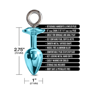 Nixie Metal Butt Plug & Attached Furry Handcuff Set Medium