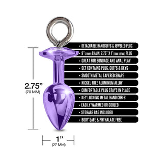 Nixie Metal Butt Plug & Attached Furry Handcuff Set Medium
