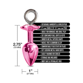 Nixie Metal Butt Plug & Attached Furry Handcuff Set Medium