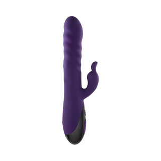 Evolved Rascally Rabbit Rechargeable Thrusting Swirling Silicone Vibrator Purple - Horny Stoner
