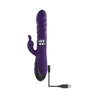 Evolved Rascally Rabbit Rechargeable Thrusting Swirling Silicone Vibrator Purple - Horny Stoner