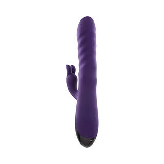 Evolved Rascally Rabbit Rechargeable Thrusting Swirling Silicone Vibrator Purple - Horny Stoner