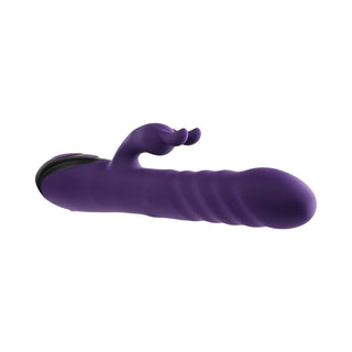 Evolved Rascally Rabbit Rechargeable Thrusting Swirling Silicone Vibrator Purple - Horny Stoner