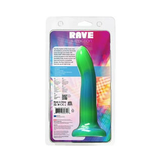 Addiction Rave Bendable 8 in. Silicone Dildo Glow in the Dark Blue Green - Horny Stoner