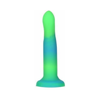Addiction Rave Bendable 8 in. Silicone Dildo Glow in the Dark Blue Green - Horny Stoner