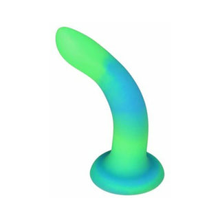 Addiction Rave Bendable 8 in. Silicone Dildo Glow in the Dark Blue Green - Horny Stoner