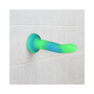 Addiction Rave Bendable 8 in. Silicone Dildo Glow in the Dark Blue Green - Horny Stoner
