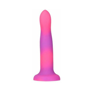 Addiction Rave Bendable 8 in. Silicone Dildo Glow in the Dark Pink Purple - Horny Stoner