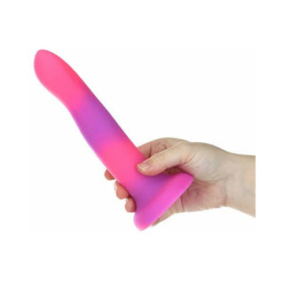 Addiction Rave Bendable 8 in. Silicone Dildo Glow in the Dark Pink Purple - Horny Stoner