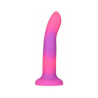 Addiction Rave Bendable 8 in. Silicone Dildo Glow in the Dark Pink Purple - Horny Stoner