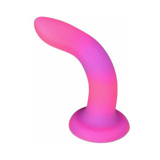 Addiction Rave Bendable 8 in. Silicone Dildo Glow in the Dark Pink Purple - Horny Stoner