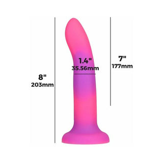 Addiction Rave Bendable 8 in. Silicone Dildo Glow in the Dark Pink Purple - Horny Stoner