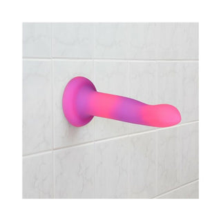 Addiction Rave Bendable 8 in. Silicone Dildo Glow in the Dark Pink Purple - Horny Stoner