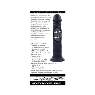 Evolved Black Thunder Vibrating Dildo with Moving Beads and Remote Control - Horny Stoner