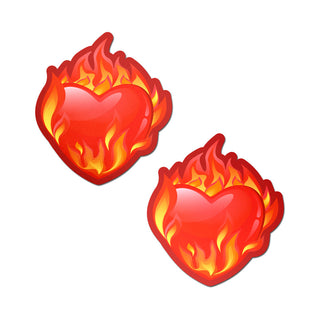 Pastease Flaming Heart Nipple Pasties - Horny Stoner