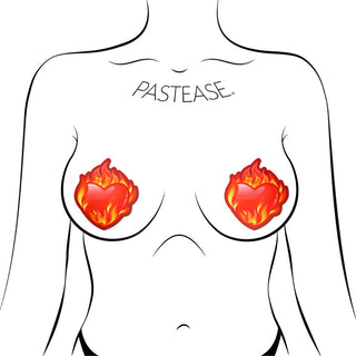 Pastease Flaming Heart Nipple Pasties - Horny Stoner