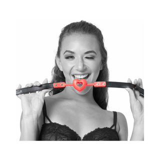 Sportsheets Sex & Mischief Amor Breathable Heart-Shaped Silicone Ball Gag Red - Horny Stoner