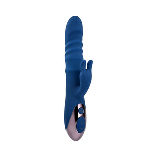 Evolved The Ringer Rechargeable Thrusting Silicone Rabbit Vibrator Blue - Horny Stoner