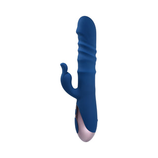Evolved The Ringer Rechargeable Thrusting Silicone Rabbit Vibrator Blue - Horny Stoner