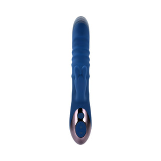 Evolved The Ringer Rechargeable Thrusting Silicone Rabbit Vibrator Blue - Horny Stoner